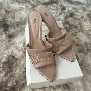 L’AGENCE Romilly open toe mule in nude suede size 40 / US 9 NWT